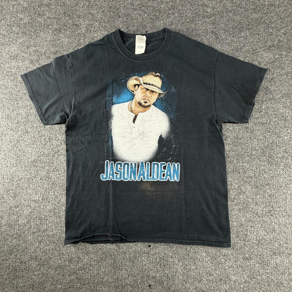 Jason Aldean Shirt Mens Large Black 2015 Tour Concert Double Sided Graphic Tee
